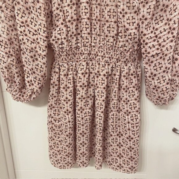 NWOT Misa Pink Tile Print Pullover Mini Dress Smocked Waist Size XS - Picture 8 of 12